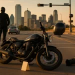 Dallas motorcycle accident evidence at an urban crash scene involving a partly at-fault rider