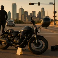 Dallas motorcycle accident evidence at an urban crash scene involving a partly at-fault rider Dallas motorcycle accident evidence at an urban crash scene involving a partly at-fault rider