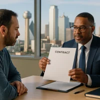 Dallas personal injury lawyer cost consultation with a blank fee agreement