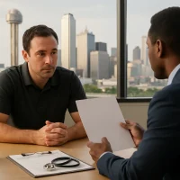 Dallas personal injury settlement offer discussion at a professional consultation