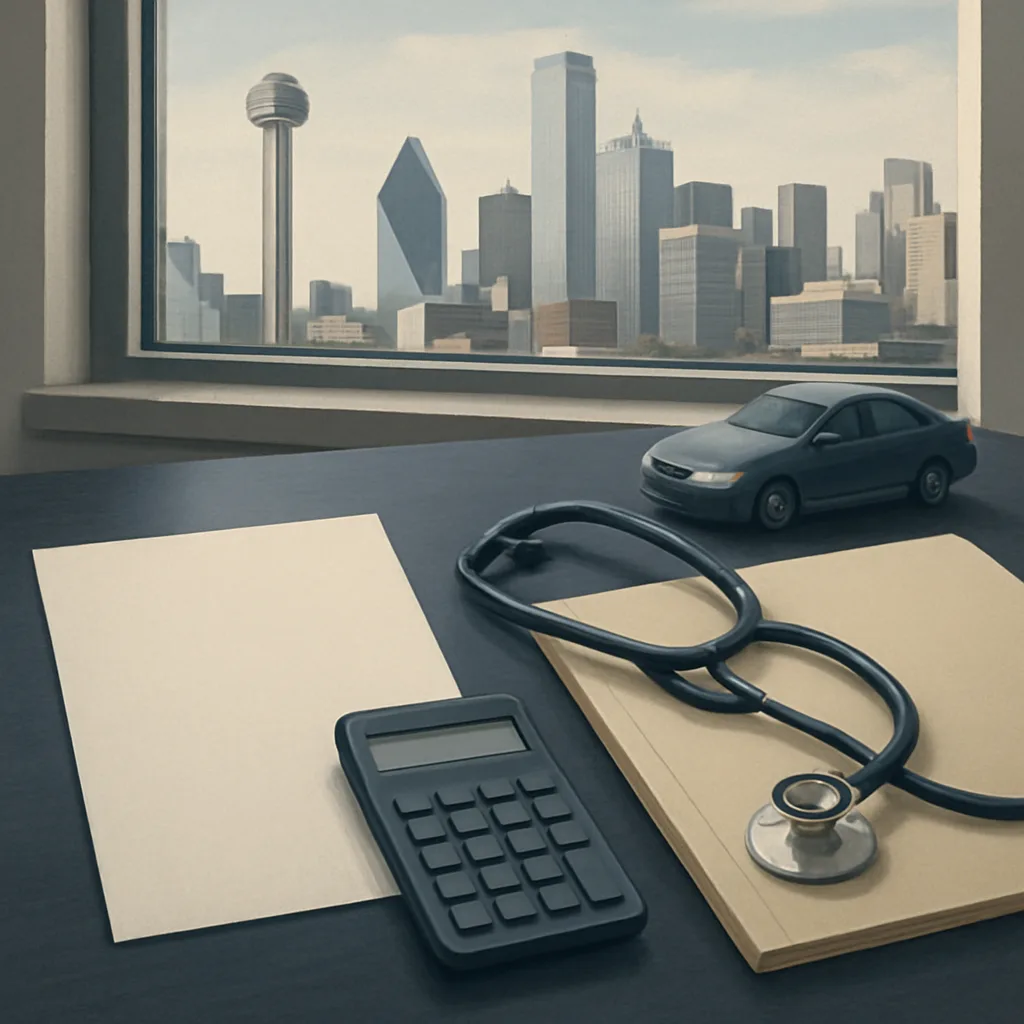 Reviewing medical records and a settlement release for a Dallas injury claim