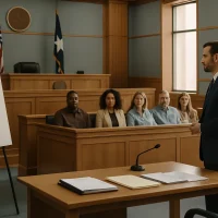 Dallas personal injury trial process shown in a professional civil courtroom
